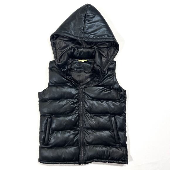 Gianni Jackets & Blazers - Bukercore Sheen Winter Puffer Vest Hoodie Gianni Bini Black Women’s Small‎